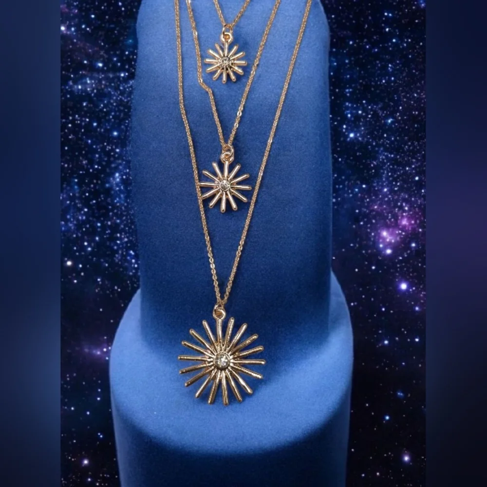Mixit Gold Triple Sunburst Necklace Set